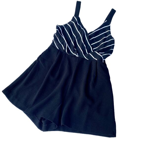 MINKPINK Moonshine Wrap Front Romper Black Striped Women's Size Small - Picture 7 of 14